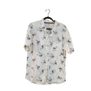 Levis Flamingo Print Button-Up Short Sleeve Shirt Mens XL